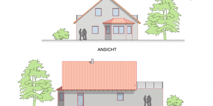 Ein Satteldachaus mit Garage und Dachterrasse Ein Satteldachaus mit Garage und Dachterrasse