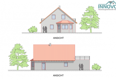 Ein Satteldachaus mit Garage und Dachterrasse